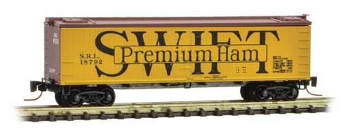40' Wood-Sheathed Ice Reefer - Ready to Run -- Swift Refrigerator Line 18792 (yellow, Boxcar Red, Premium Ham)