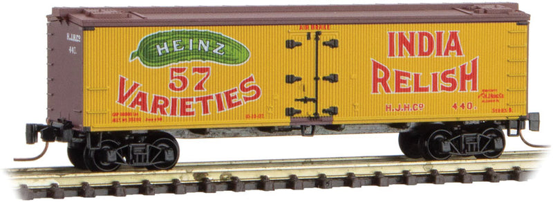 40' Wood-Sheathed Ice Reefer - Ready to Run -- Heinz 440 (India Relish; yellow, Boxcar Red, yellow, green, red, Series Car