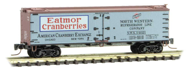40' Wood-Sheathed Ice Reefer - Ready to Run -- American Cranberry Exchange NWX 14021 (gray, Boxcar Red, Farm to Table Serie