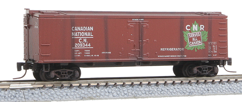 40' Wood-Sheathed Ice Reefer - Ready to Run -- Canadian National #209300 (Weathered, Boxcar Red, green Leaf Logo)