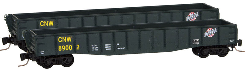 50' Fishbelly Drop-End Gondola - Ready to Run -- Chicago & North Western #89002 (green)