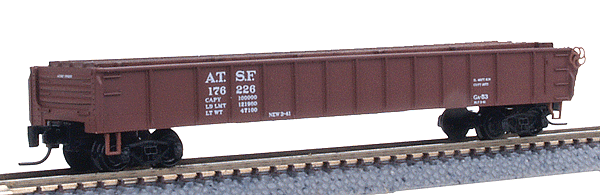 50' Straight Sided Gondola with H-Beam Load -- Santa Fe #176226 (Boxcar Red, white)