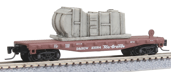 ACF 40' Flatcar w/Industrial Load -- Denver & Rio Grande Western #23064 (Boxcar Red, white Lettering)