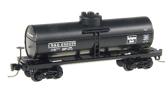 39' Single Dome Tank Car w/Magne-Matic Coupler -- Chicago, Burlington & Quincy #232076 (black, white herald & lettering)