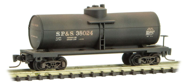 39' Single-Dome Tank Car - Ready to Run -- Spokane, Portland & Seattle #38024 (Weathered, black)