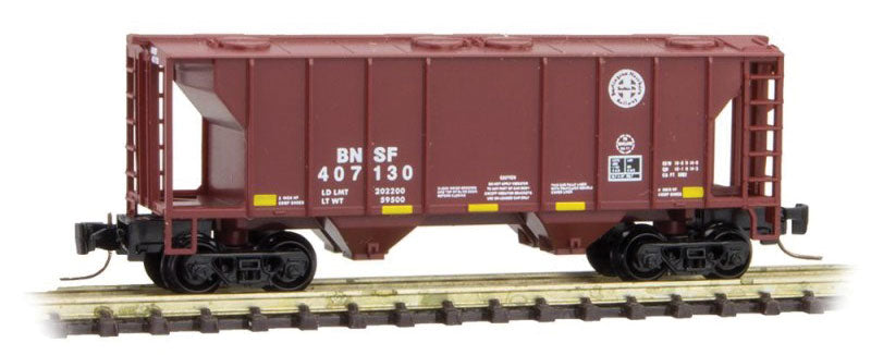 PS-2 70-Ton 2-Bay Covered Hopper - Ready to Run -- Burlington Northern Santa Fe #407130 (Mineral Red w/Circle Cross Logo)
