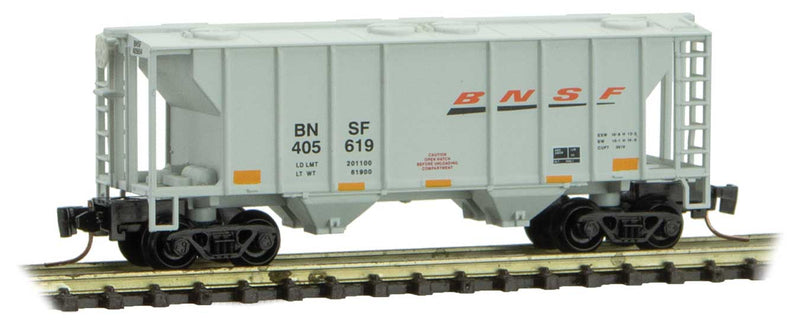 PS-2 70-Ton 2-Bay Covered Hopper - Ready to Run -- BNSF Railway 405619 (gray, orange, black, Wedge Logo)