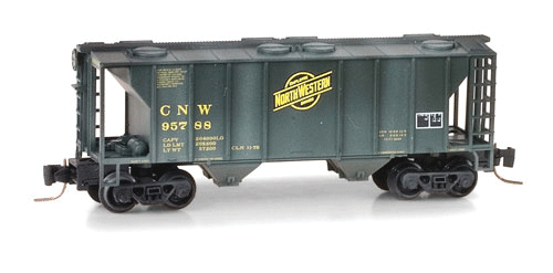 PS-2 70-Ton 2-Bay Covered Hopper - Ready to Run -- Chicago & North Western #95788 (Weathered, green yellow, Employee Owned Logo