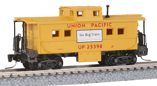 Steel Center-Cupola Caboose - Ready to Run -- Union Pacific #25398 (Armour Yellow, Go Big Train Slogan)