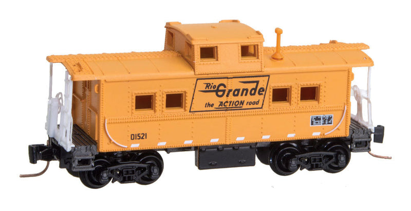 Steel Center-Cupola Caboose - Ready to Run -- Denver & Rio Grande Western #01521 (orange, black, Action Road Slogan)