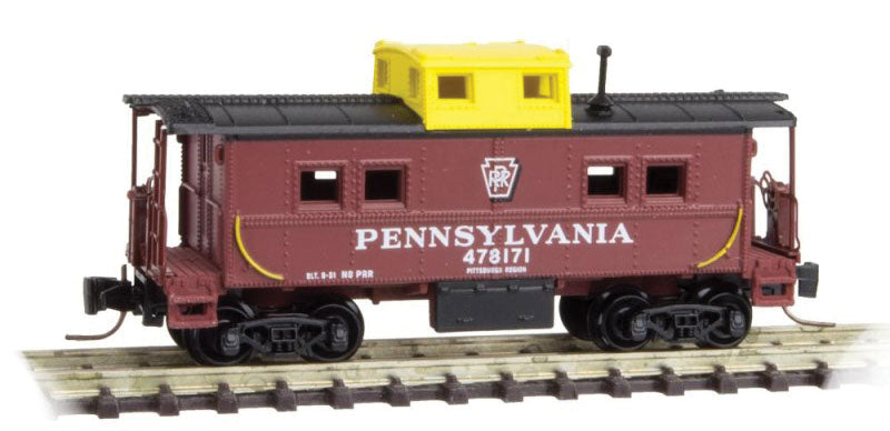 Steel Center-Cupola Caboose - Ready to Run -- Pennsylvania Railroad #478171 (Tuscan, yellow Cupola, Shadow Keystone)