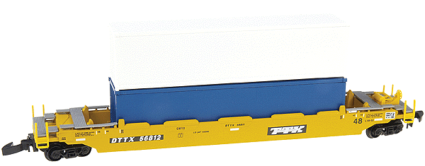 Gunderson 70' Husky Stack Well Car w/2 Containers - Ready to Run -- DTTX #56813 (Reefer Yellow, black & white Logo, black Lettering)