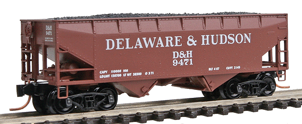 33' 2-Bay Offset Hopper with Coal Load -- Delaware & Hudson #9471 (Boxcar Red, white)