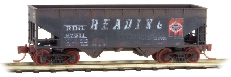 33' 2-Bay Offset Side Hopper - Ready to Run -- Reading #87511 (Weathered, black, red, Anthracite Logo)