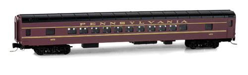 ACF 83’ Lightweight 44-Seat Coach - Ready to Run -- Pennsylvania Railroad #4072 (Tuscan, black, yellow)
