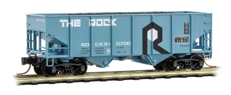 Class H-5 33' 2-Bay Rib-Side Hopper - Ready to Run -- Rock Island 510700 (blue, black, white)