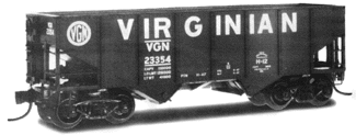 33' 2-Bay Rib Side Hopper -- VGN #23354 Black with white lettering.