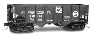 33' 2-Bay Rib Side Hopper -- PRR "Coal Goes To War" #140162 (Freight Car Red,white stenciling)