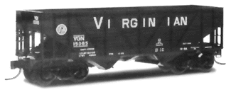 33' 2-Bay Hopper w/Composite Sides -- Virginian #15365 (black w/white lettering)