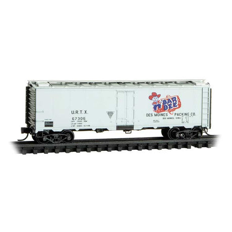 40' Steel Ice Reefer - Ready to Run -- Bar Bee Meat Packing Company URTX #67306 (white, red, blue, black)