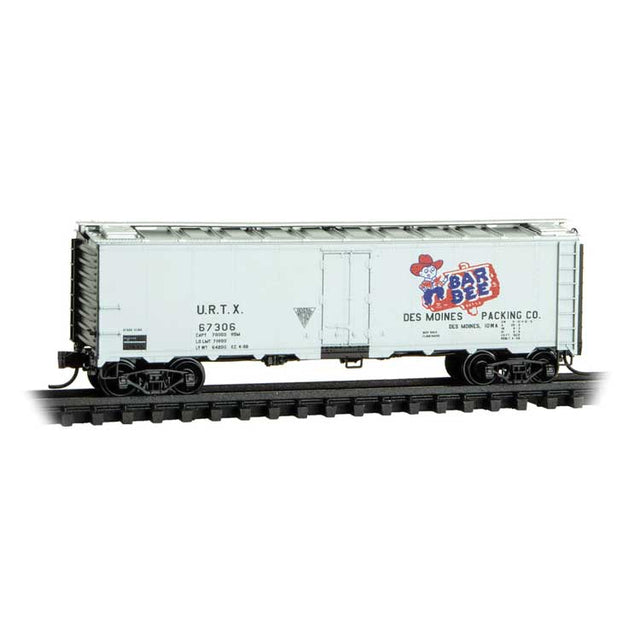 40' Steel Ice Reefer - Ready to Run -- Bar Bee Meat Packing Company URTX #67306 (white, red, blue, black)
