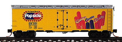 40' Steel Ice Reefer Popsicle(R) Special Edition -- Car #1/4 (GH 501; yellow, silver w/orange, cherry & grape Popsicle art & log