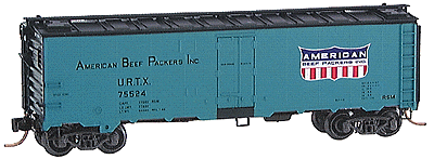 40' Steel Side Ice Reefer w/Preco Fan -- URTC American Beef Packers, Inc. #75524 (black roof & ends)