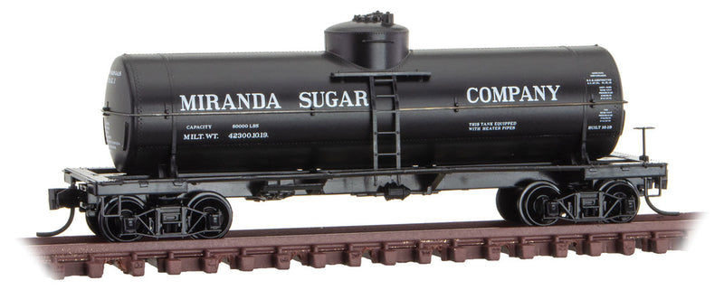 39' Single-Dome Tank Car - Ready to Run -- Miranda Sugar 1 (black, Sweet Liquid Car 4)