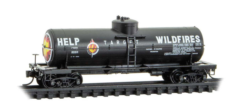 39' Single-Dome Tank Car - Ready to Run -- Central Western Railway #80164 (Target Wildfires Scheme, black, white, orang