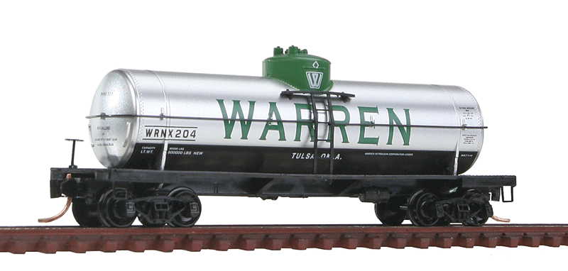 39' Single-Dome Tank Car - Ready to Run - Tank Car Series -- Warren Petroleum WRNX #204 (#2 In Series; silver, green, black)
