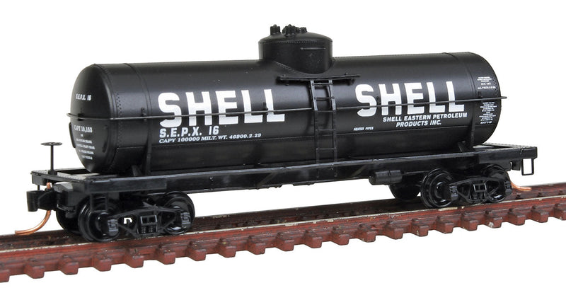 39' Single-Dome Tank Car - Ready to Run -- Shell SEPX #16 (black, white, Billboard Shell Lettering, 11 in Series)