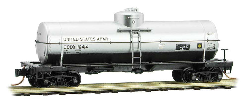 39' Single-Dome Tank Car - Ready to Run -- United States Army DODX 16414 (silver, black)