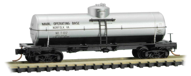 39' Single-Dome Tank Car - Ready to Run -- United States Navy #T-102 (silver, black)