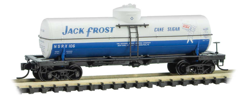 39' Single-Dome Tank Car - Ready to Run -- Jack Frost Cane Sugar NSRX 106 (gray, blue)