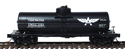 39' Single-Dome Tank Car -- Tide Water Oil Company #1383 (black w/white lettering; Flying A Logo)