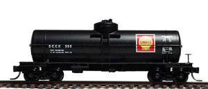 30' Single-Dome Tank Car -- Shell Oil #SCCX305 (black w/white lettering, yellow & red Shell logo)