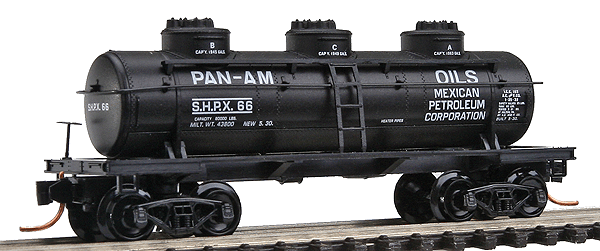 3-Dome Tank Car -- Pan-Am / Shippers Car Line SHPX #66 (black, white Lettering)