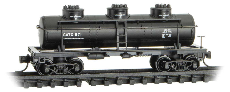 3-Dome Tank Car - Ready to Run -- General American Transportation Corp. GATX #871 (black)