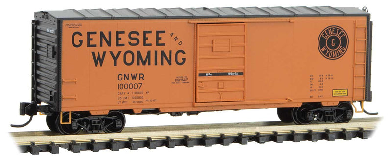 40' Single-Door Boxcar No Roofwalk - Ready to Run -- Genesee and Wyoming 100007 (Original orange, black)