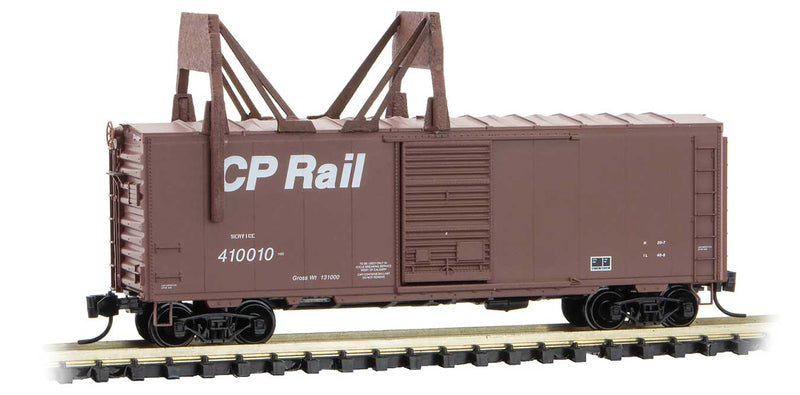 40' Single-Door Boxcar No Roofwalk with Add-On Icicle Breakers - Ready to Run -- Canadian Pacific 410010 (Boxcar Red, CP Rail Lettering)