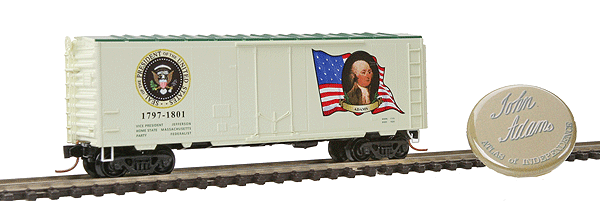Presidential Series 40' Standard Plug Door Boxcar -- John Adams 1797-1801, #2 in Series