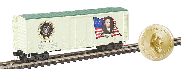 Presidential Series 40' Standard Plug Door Boxcar -- James Madison 1809-1817, #4 in Series