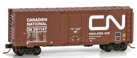 40' Plug-Door Boxcar No Roofwalk - Ready to Run -- Canadian National #291147 (Boxcar Red, Large Noodle Logo)