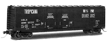 50' Double Plug Door Boxcar - No Roofwalks -- Tropicana USLX #13087 (green w/white doors, orange, white lettering)