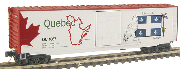 Canadian Province & Territory Series 50' Plug Door Boxcar -- Quebec #QC 1867 #2 in Series (Snowy Owl, Blue Flag, Iris, "I Remember")