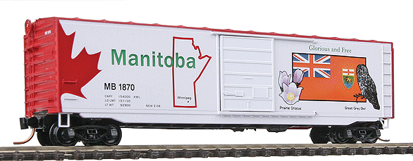 Canadian Province & Territory Series 50' Plug Door Boxcar -- Manitoba #1870 - 10th in Series (white w/Full Color Graphics)