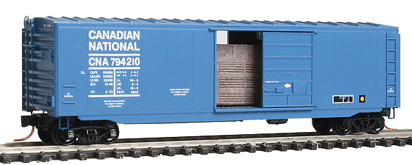 50' Single-Door Boxcar No Roofwalk - Ready to Run -- Canadian National #794210 (blue, No Logo)