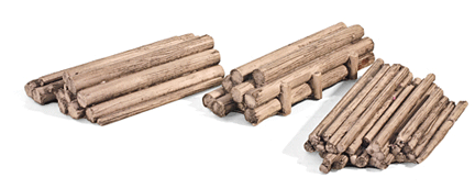 Stacked Logs -- Unpainted, 3 Different Stacks