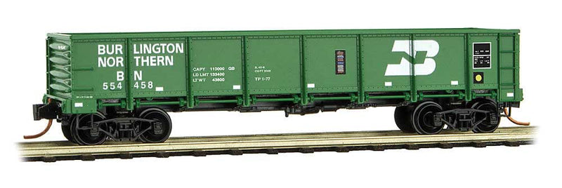 40' Drop-Bottom Gondola - Ready to Run -- Burlington Northern 554458 (Cascade Green, white)