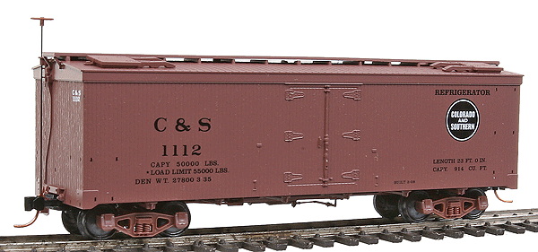 30' Composite Frame Wood Reefer HOn3 -- Colorado & Southern #1112 (Boxcar Red w/Black White Logo)